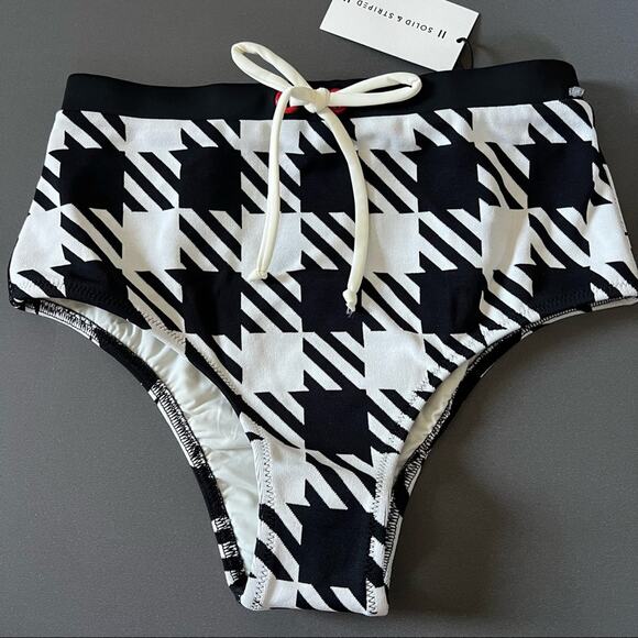 Solid and Striped Black Gingham Bikini Bottom The Monika medium - Picture 2 of 5
